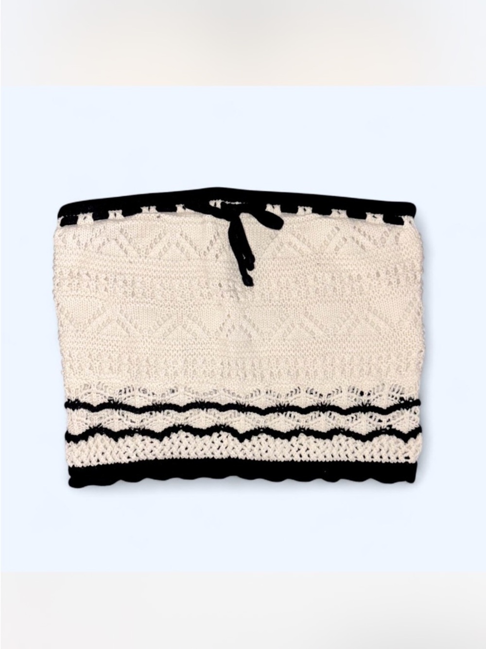 Hollister Cream and Black Crochet Tube top